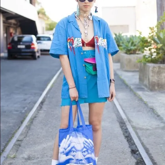 Vintage Co Ord Tropical Print Blazer &amp; Shorts Set