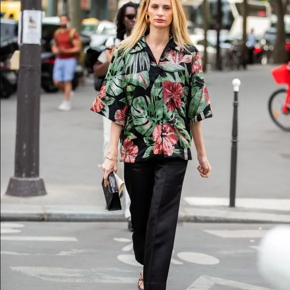Vintage Co Ord Tropical Print Blazer &amp; Shorts Set