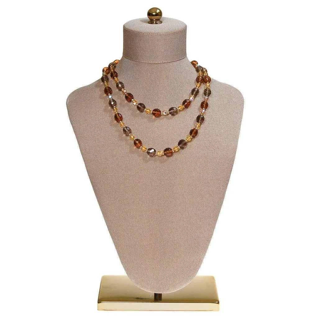 Vintage Joan Rivers Smokey and Citrine Crystal Beaded Necklace