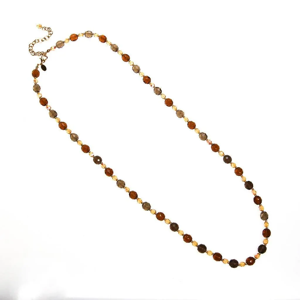 Vintage Joan Rivers Smokey and Citrine Crystal Beaded Necklace