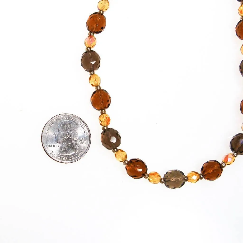 Vintage Joan Rivers Smokey and Citrine Crystal Beaded Necklace