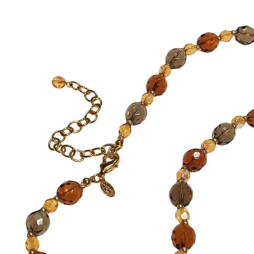 Vintage Joan Rivers Smokey and Citrine Crystal Beaded Necklace