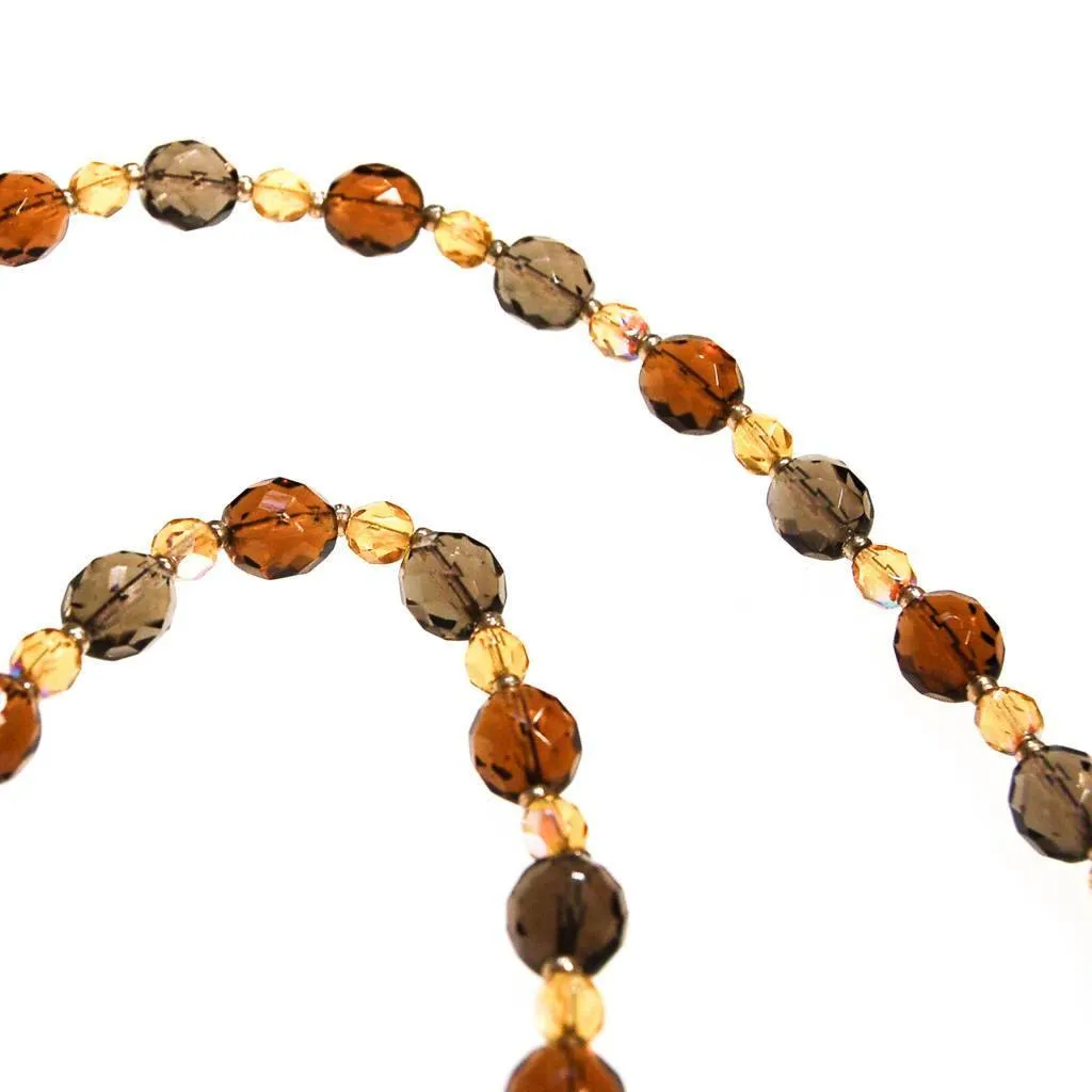 Vintage Joan Rivers Smokey and Citrine Crystal Beaded Necklace