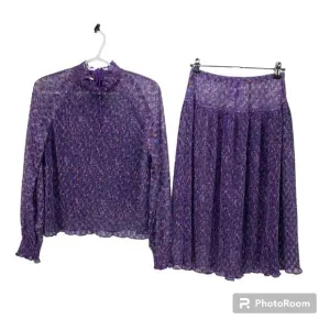 Vintage Liz Robert’s purple sheer top an skirt bohemian avant-garde summer