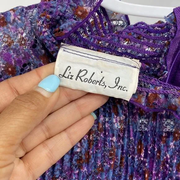 Vintage Liz Robert’s purple sheer top an skirt bohemian avant-garde summer