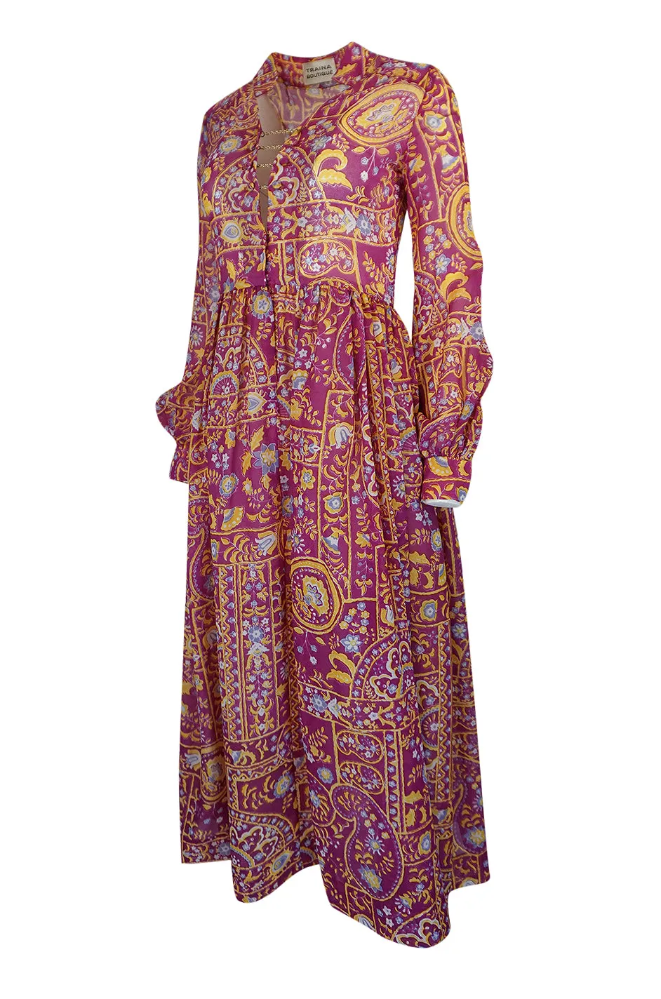 Vogue Documented 1970 Teal Traina Plunge Front Dress
