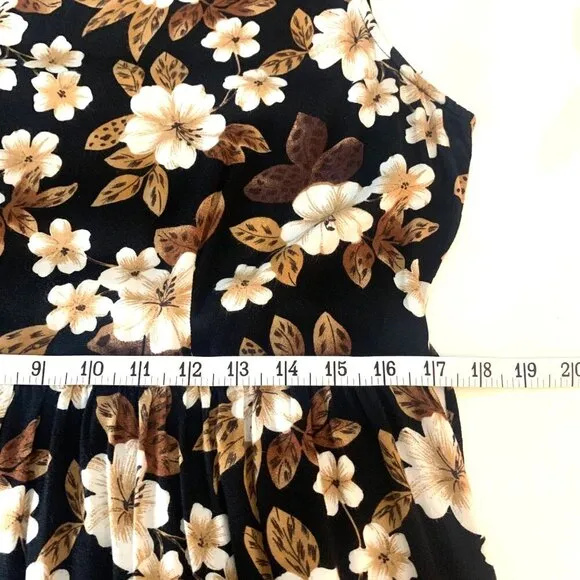 Vtg 90s Erika Studio Sleeveless Grunge Empire Waist Brown Floral Maxi Dress SZ S