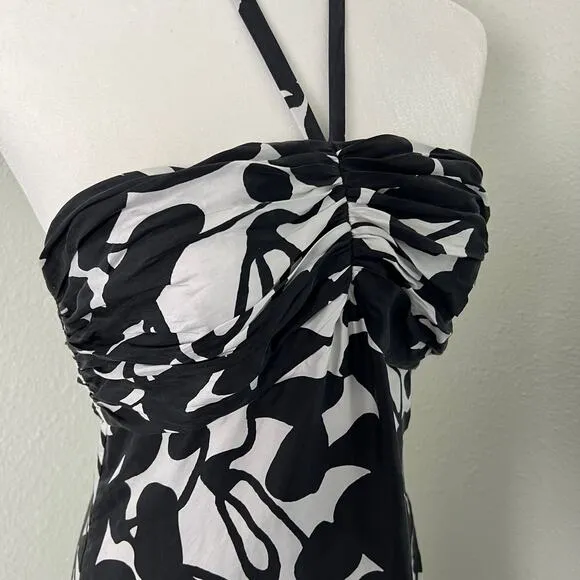 White House Black Market Size 8 Silk Halter Floral Maxi Dress Cocktail Resort