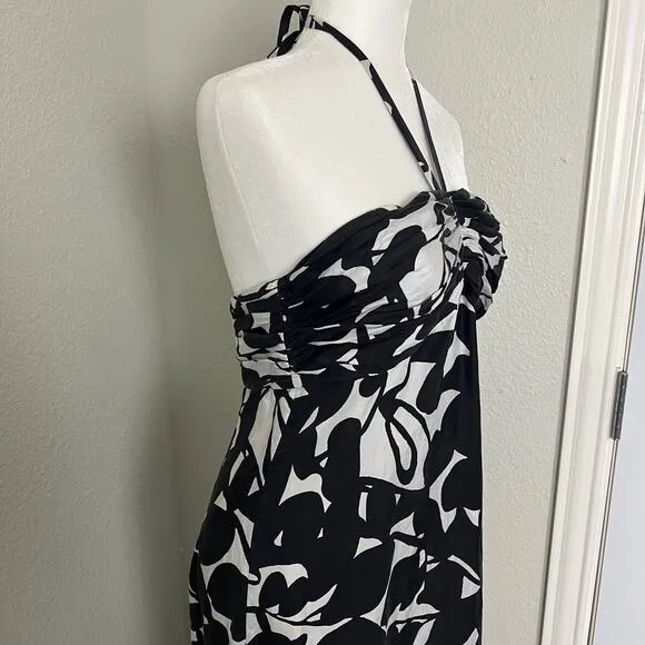 White House Black Market Size 8 Silk Halter Floral Maxi Dress Cocktail Resort