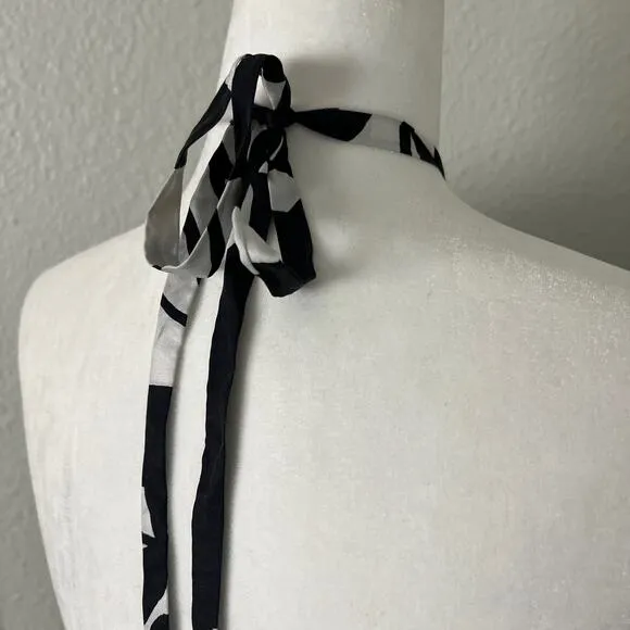 White House Black Market Size 8 Silk Halter Floral Maxi Dress Cocktail Resort