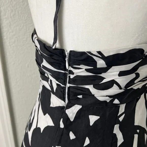 White House Black Market Size 8 Silk Halter Floral Maxi Dress Cocktail Resort