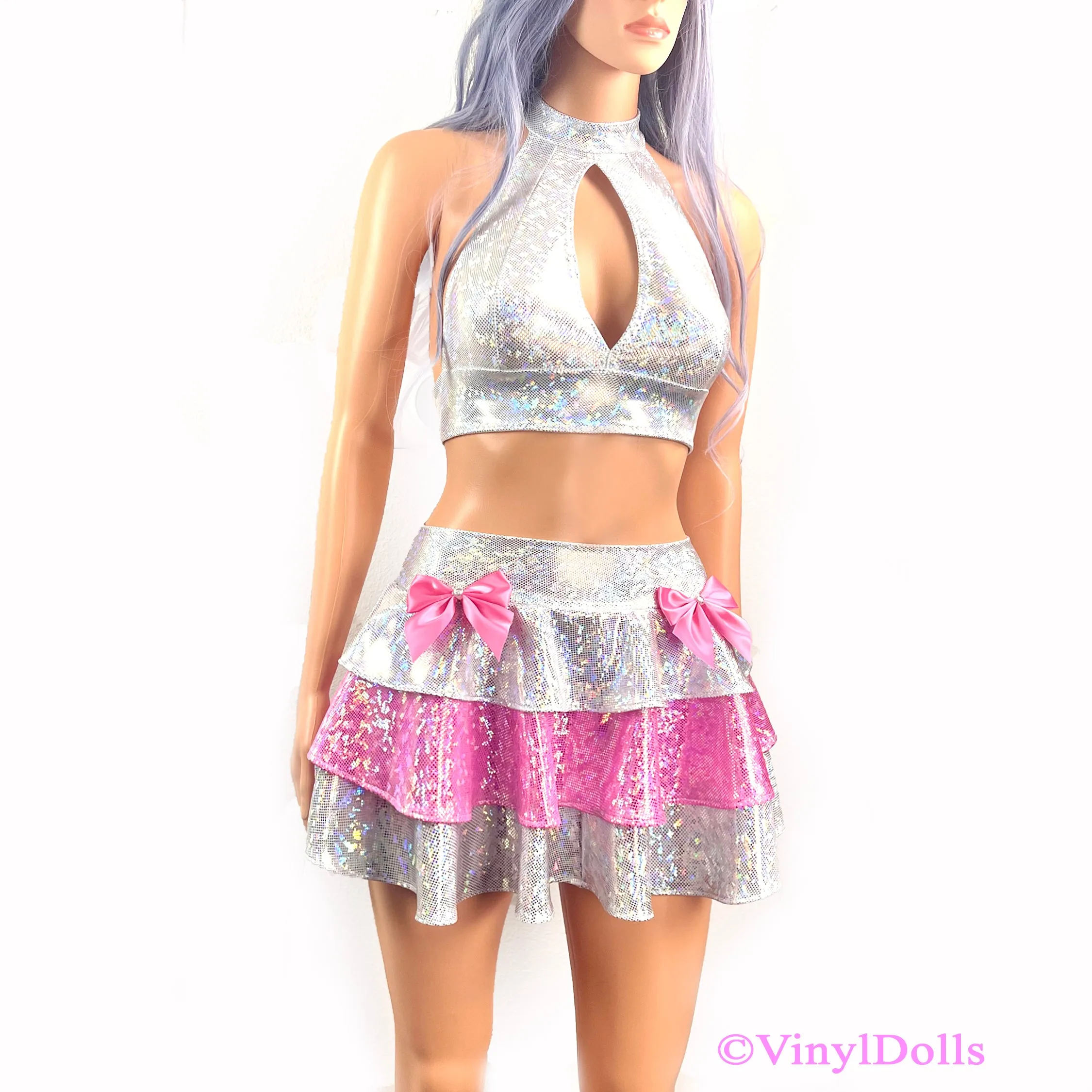 White Pink Sparkling Keyhole Set