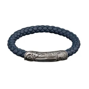 William Henry Blue Ridge Leather Braid Bracelet