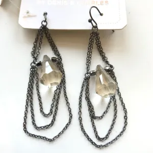 Women's RUSH by Denis & Charles | Chain Earrings with Crystal | Silver