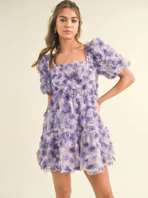 WOMEN'S SHORT SLEEVE SQUARE NECK BACK TIE DETAILED MINI DRESS