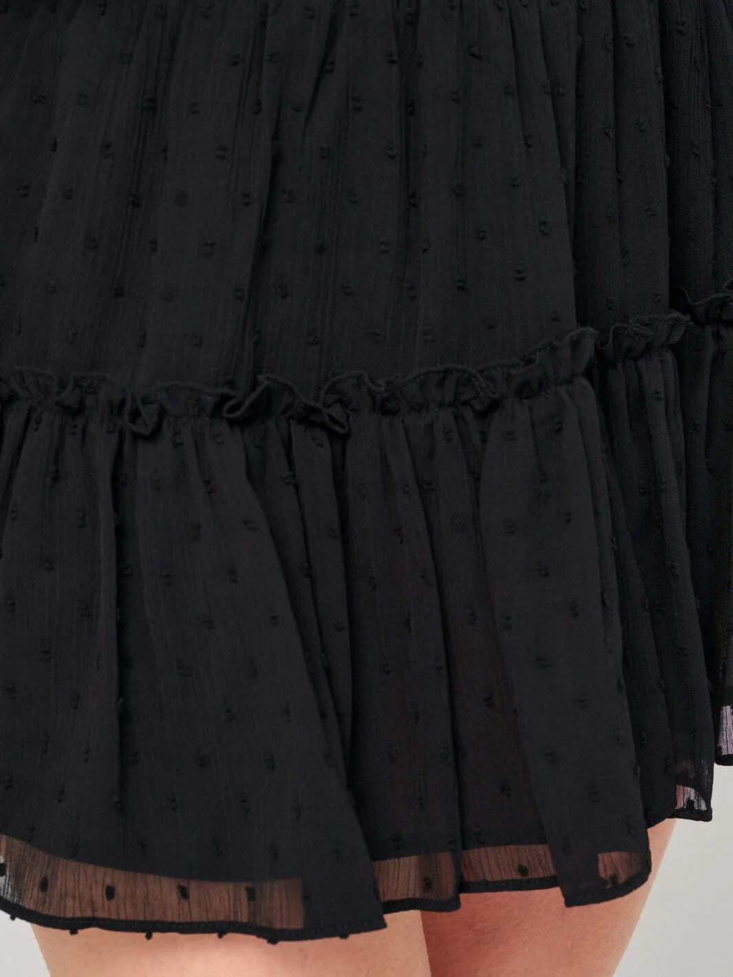 WOMEN'S SMOCK WAIST RUFFLE SWISS DETAILED MINI SKORT