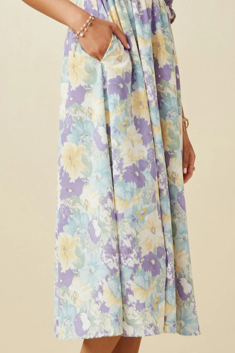 Womens Tropical Floral Smocked Bodice Dress