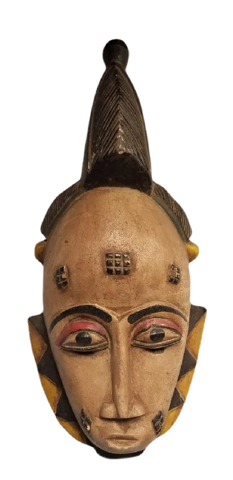 WOOD ART-Authentic Hand - Carved African Baule Wood Mask - 18"h x 10"w | Geri's Bluffing Boutique