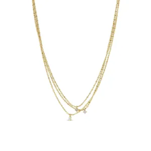 Zoë Chicco 14k Yellow Gold Three Strand Diamond Bead Necklace