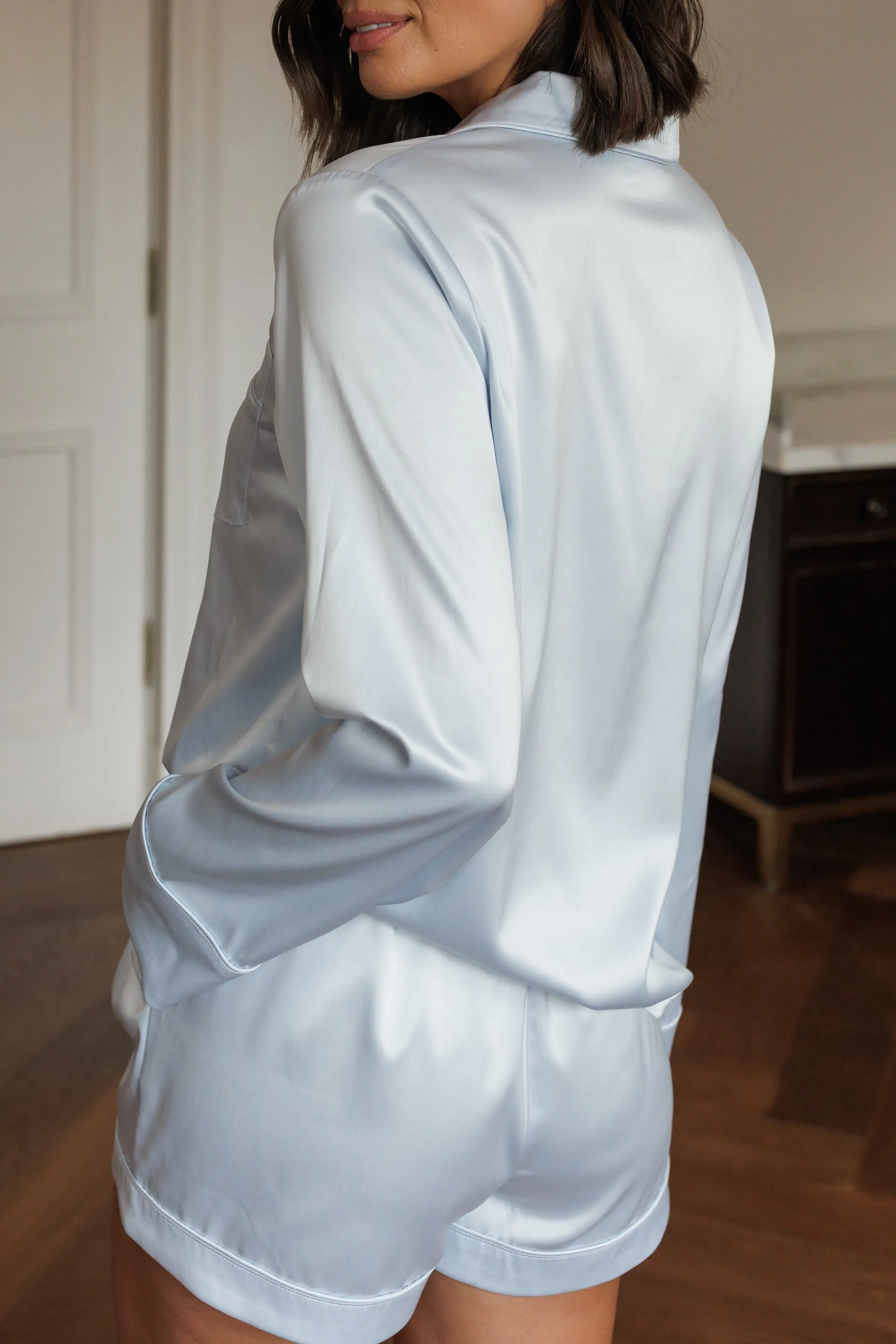 Zoe Premium Satin Bridesmaid Sleep Set Soft Blue
